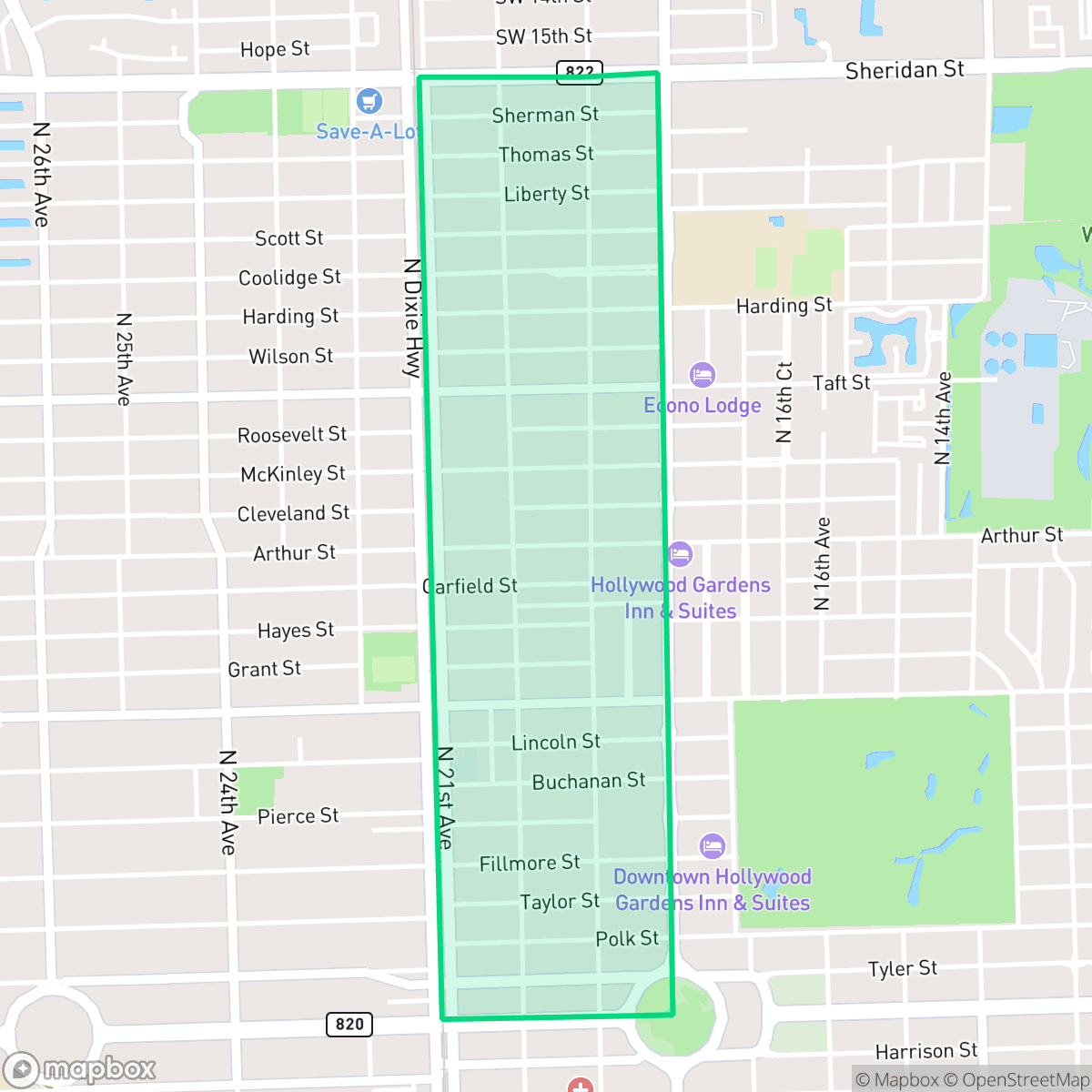 Map showing the location of Royal Poinciana, Hollywood, FL