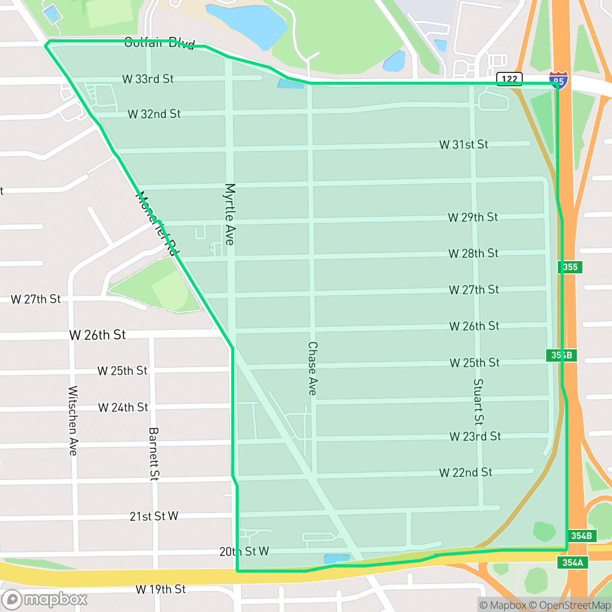 Map showing the location of 29th and Chase, Jacksonville, FL