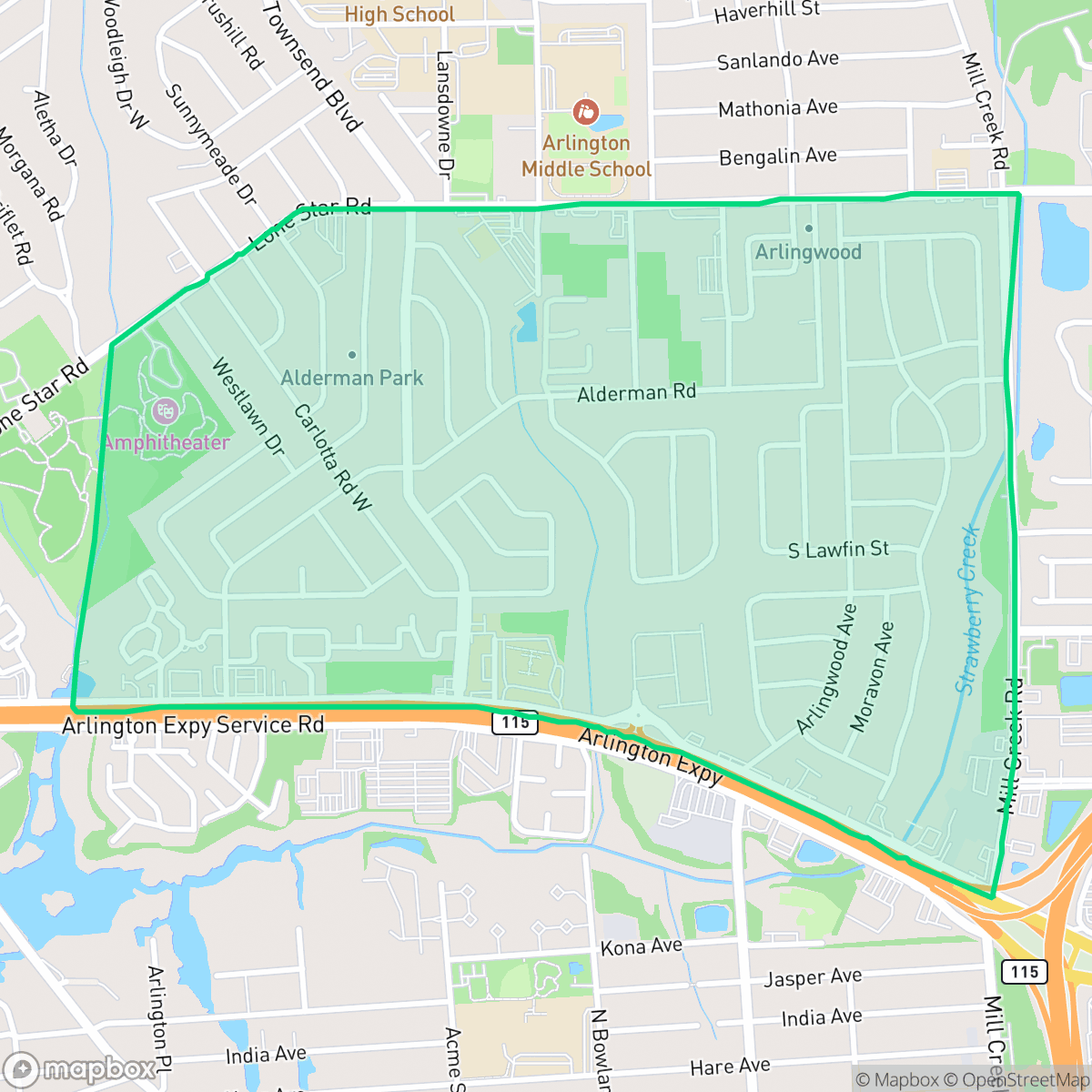Map showing the location of Alderman Park, Jacksonville, FL