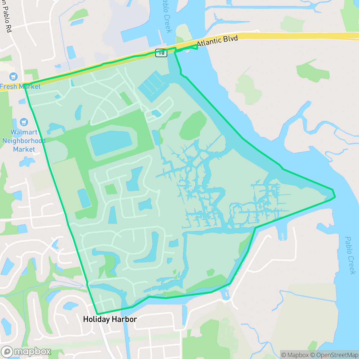 Map showing the location of Atlantic Highlands, Jacksonville, FL