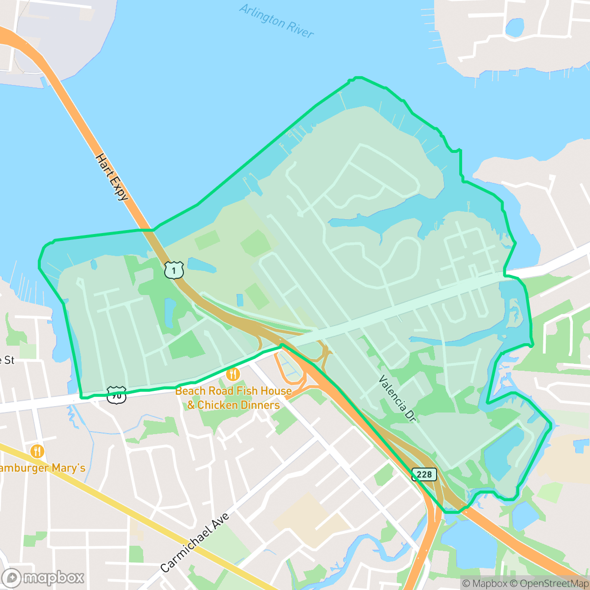 Map showing the location of Empire Point, Jacksonville, FL