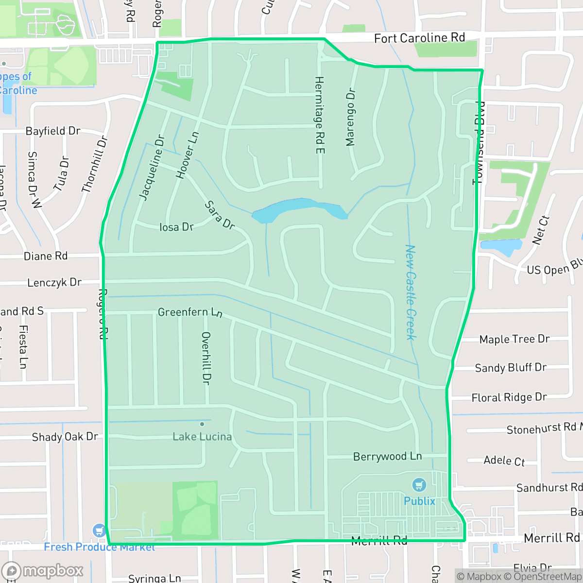 Map showing the location of Fairways Forest, Jacksonville, FL