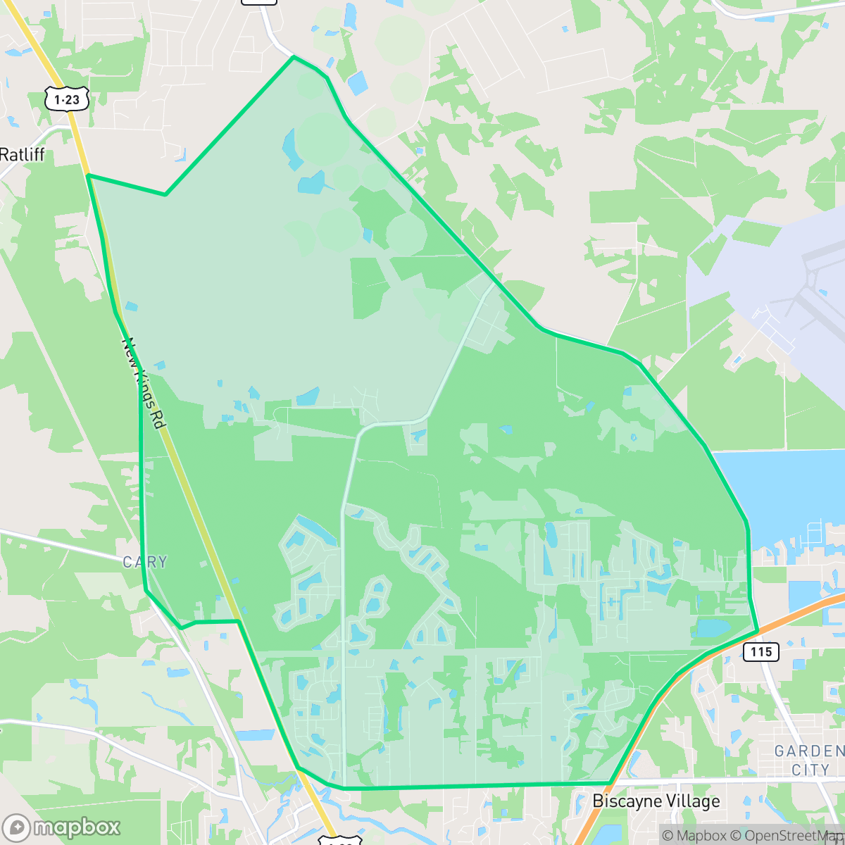 Map showing the location of Forest Trails, Jacksonville, FL