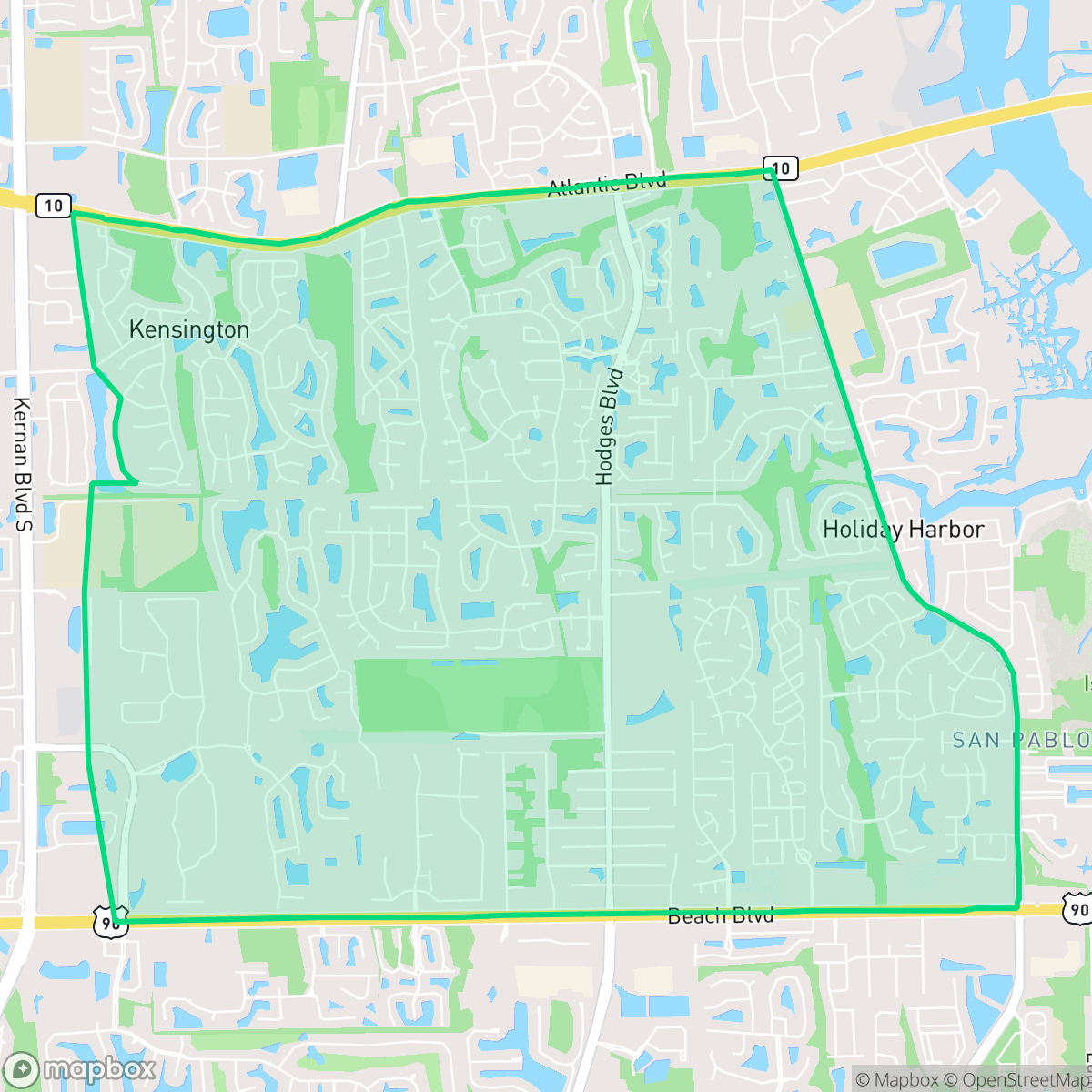 Map showing the location of Golden Glades - The Woods, Jacksonville, FL