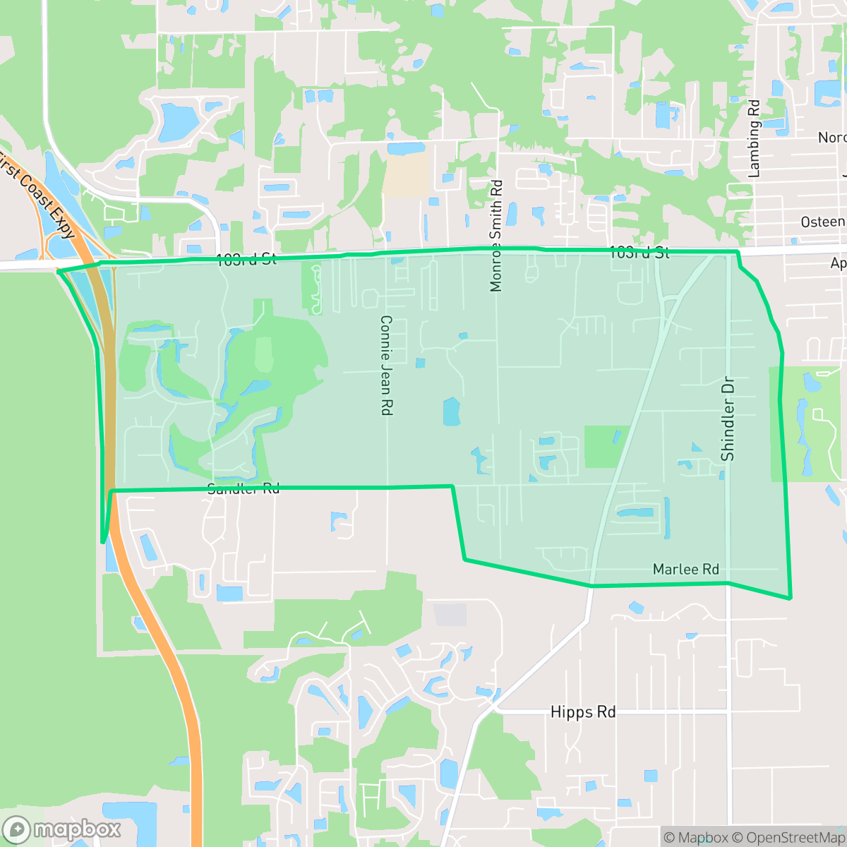 Map showing the location of Jacksonville Heights South, Jacksonville, FL