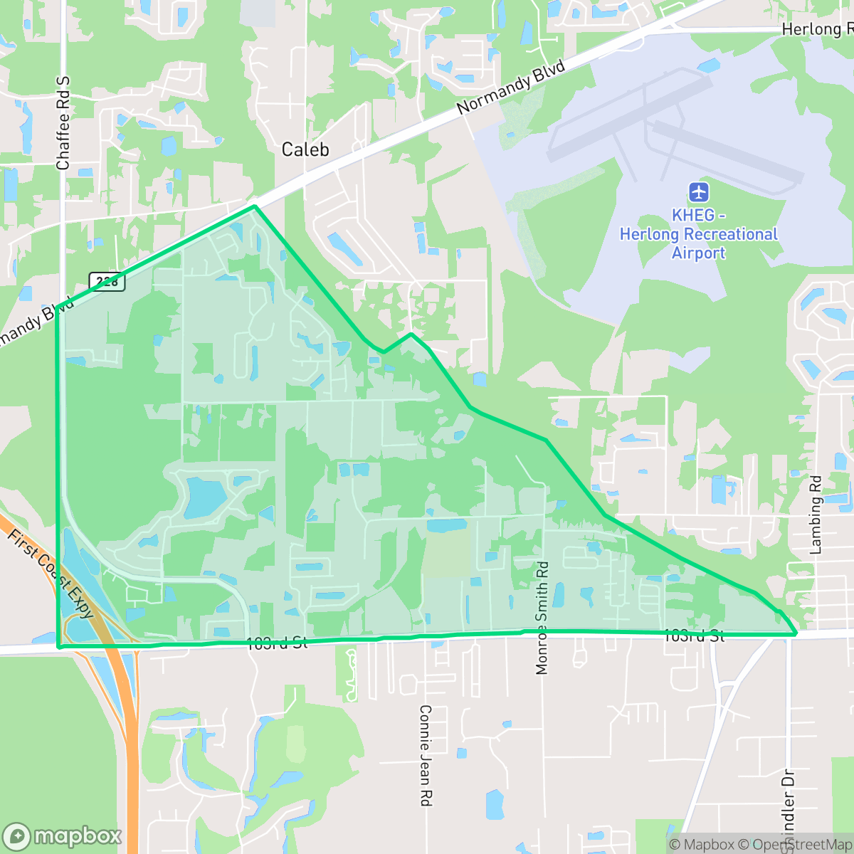 Map showing the location of Jacksonville Heights West, Jacksonville, FL
