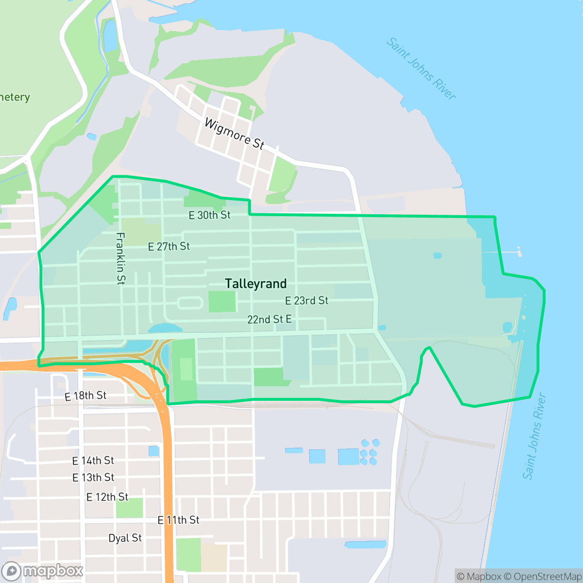 Map showing the location of Longbranch, Jacksonville, FL