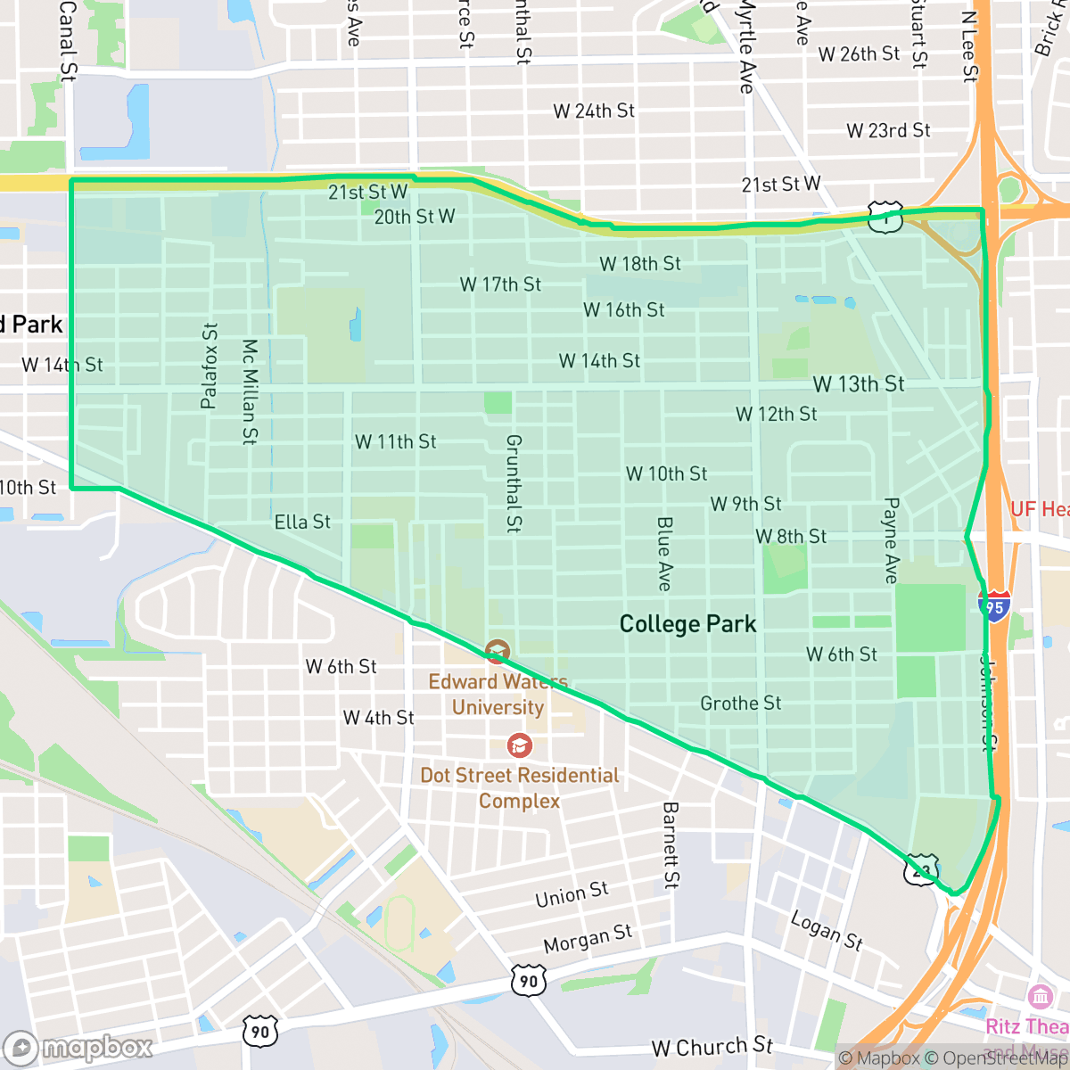 Map showing the location of Mid-Westside, Jacksonville, FL