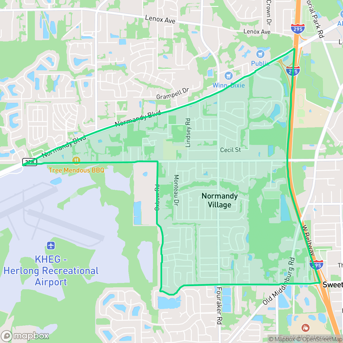Map showing the location of Normandy Manor, Jacksonville, FL