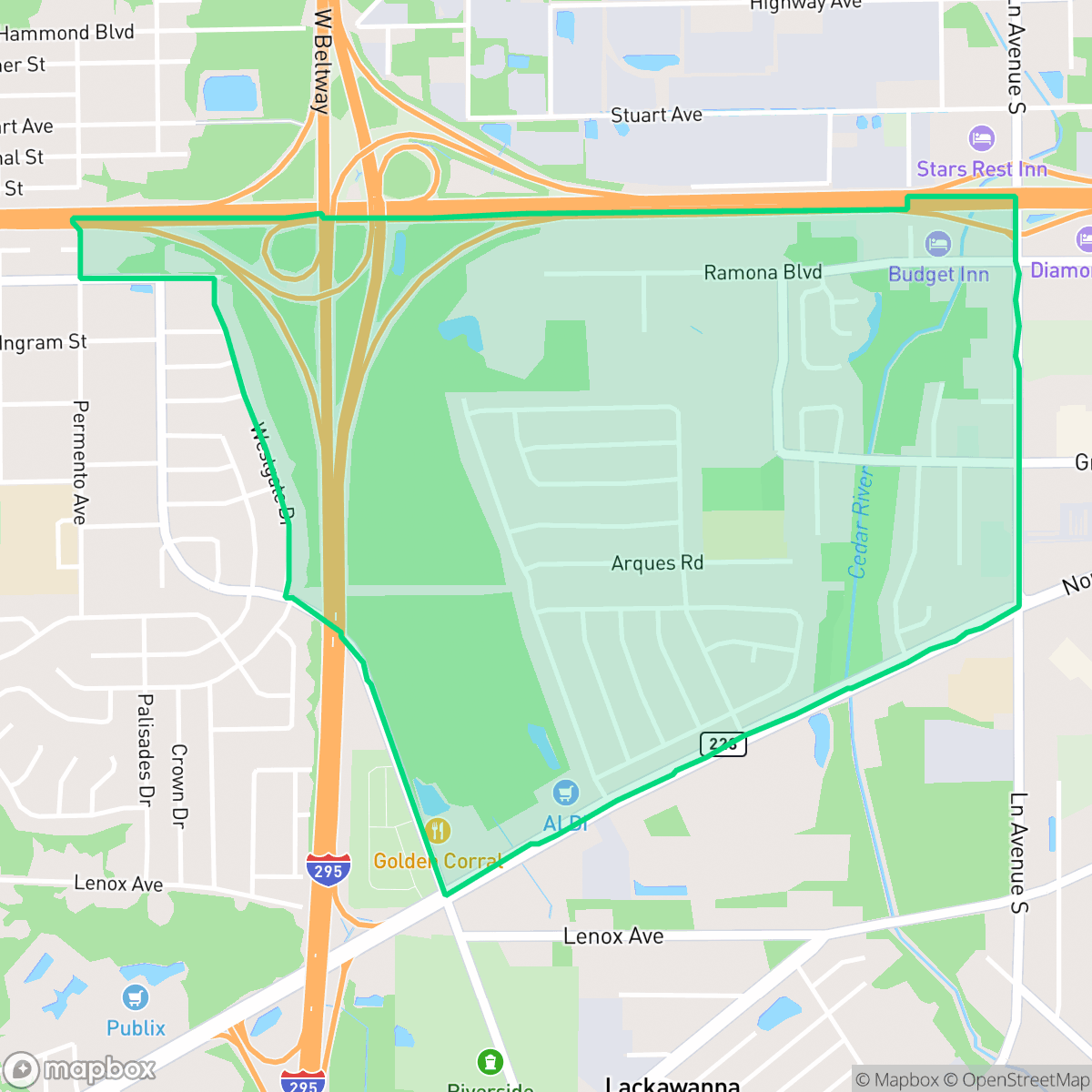 Map showing the location of Normandy Village, Jacksonville, FL