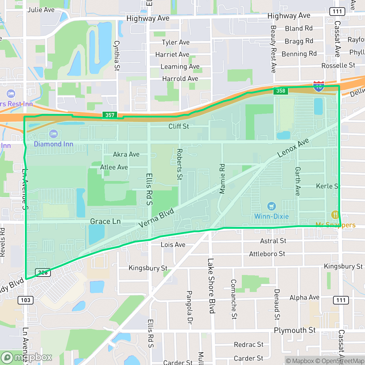 Map showing the location of Normandy, Jacksonville, FL