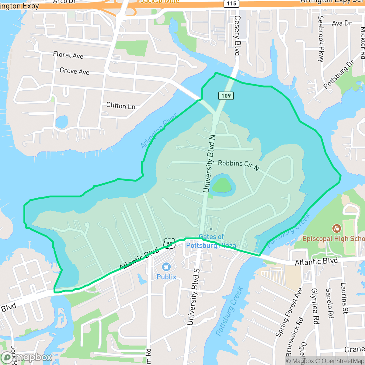 Map showing the location of Oak Haven, Jacksonville, FL