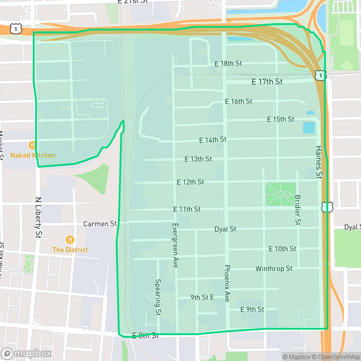Map showing the location of Phoenix, Jacksonville, FL