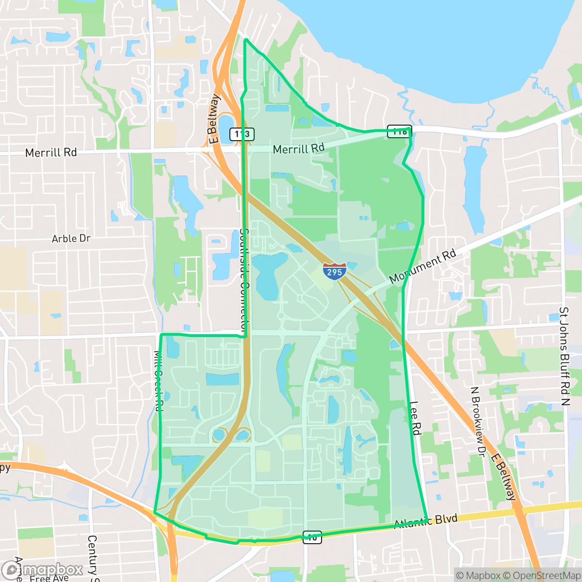 Map showing the location of Regency, Jacksonville, FL