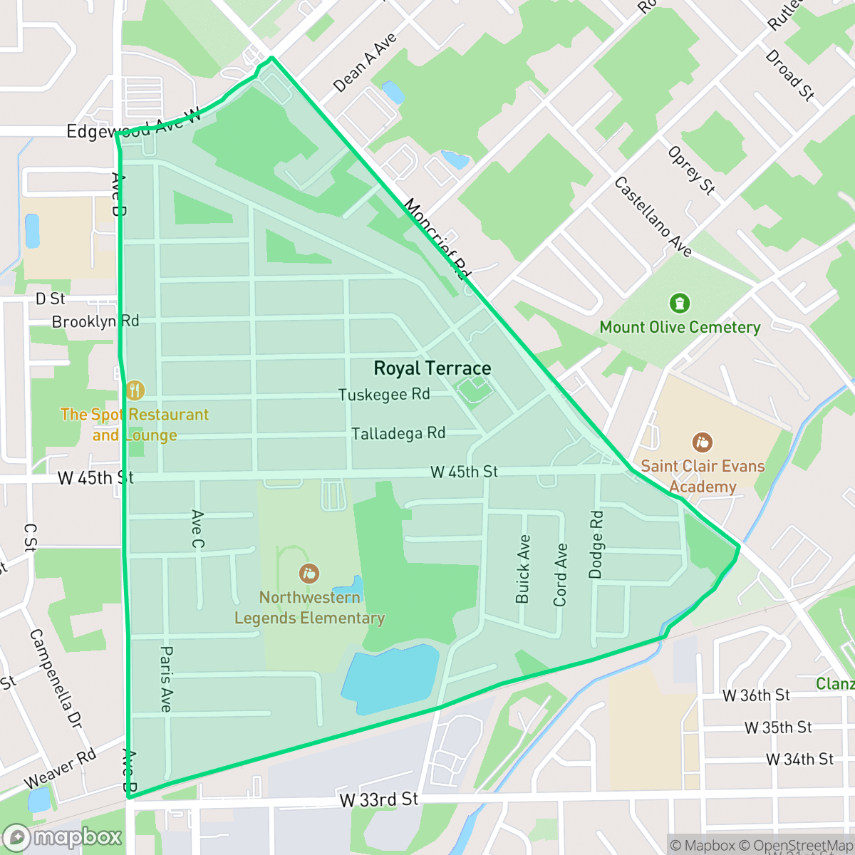 Map showing the location of Royal Terrace, Jacksonville, FL
