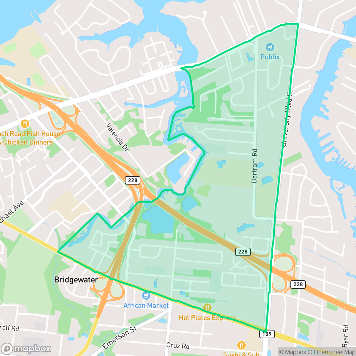 Map showing the location of Spring Glen, Jacksonville, FL