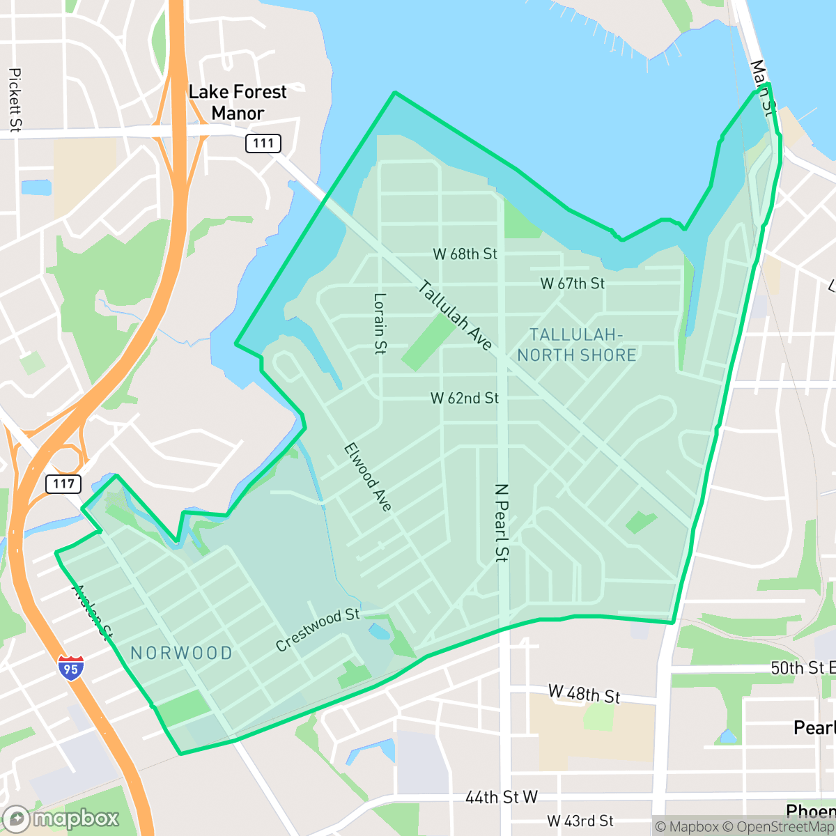 Map showing the location of Tallulah - North Shore, Jacksonville, FL