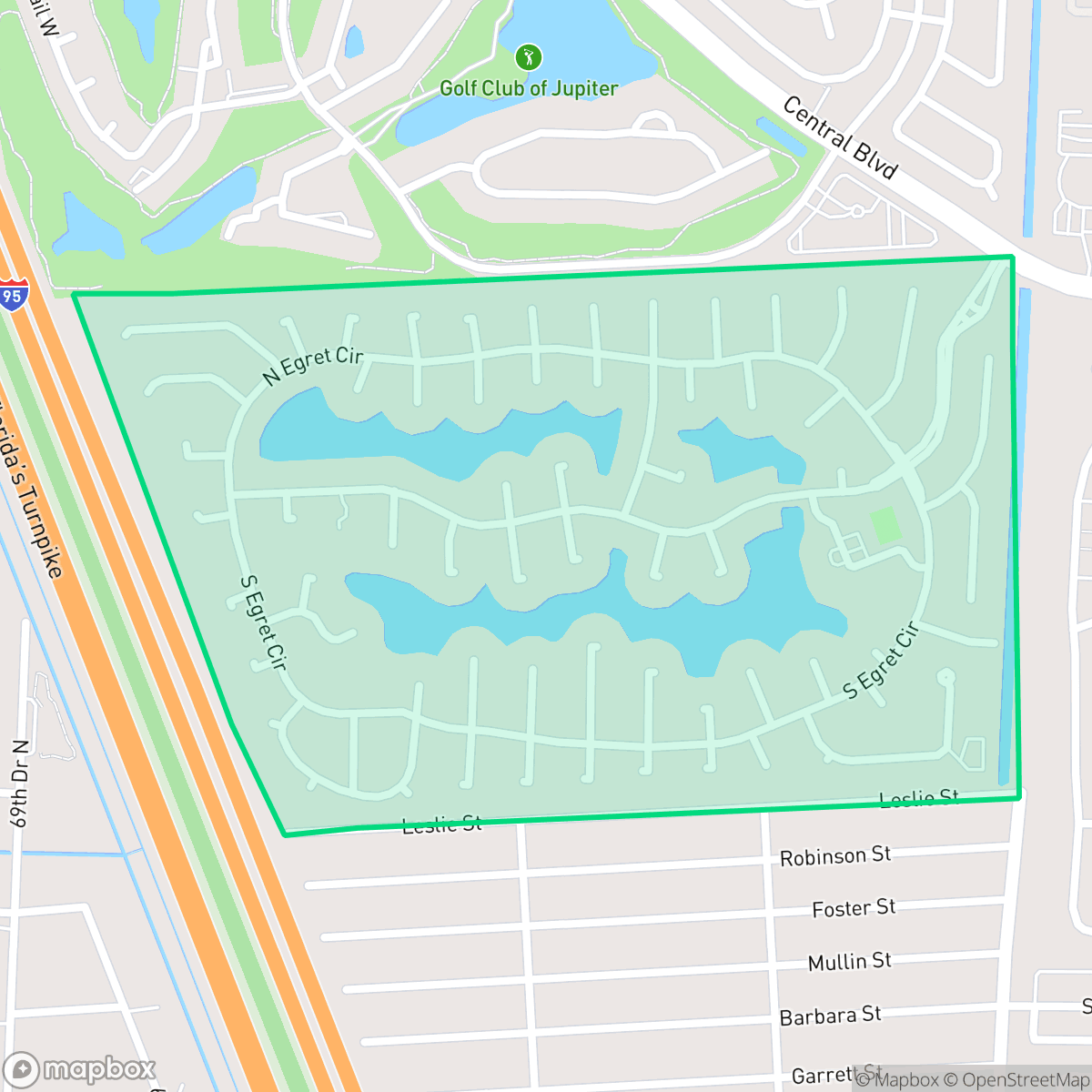 Map showing the location of Egret Landing, Jupiter, FL