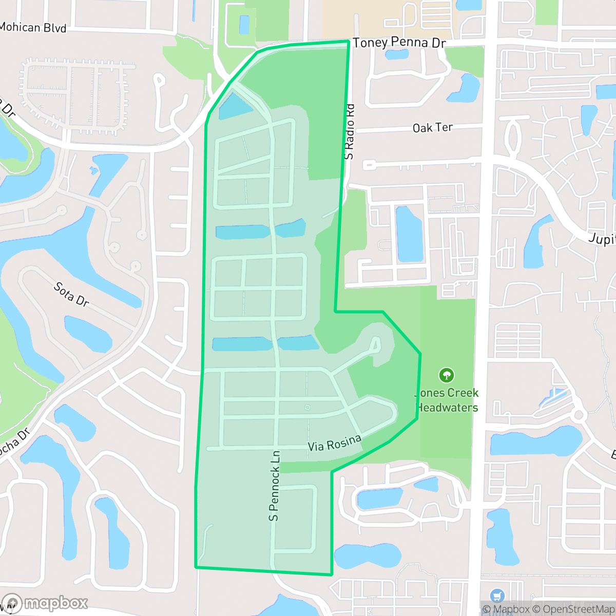 Map showing the location of Paseos, Jupiter, FL