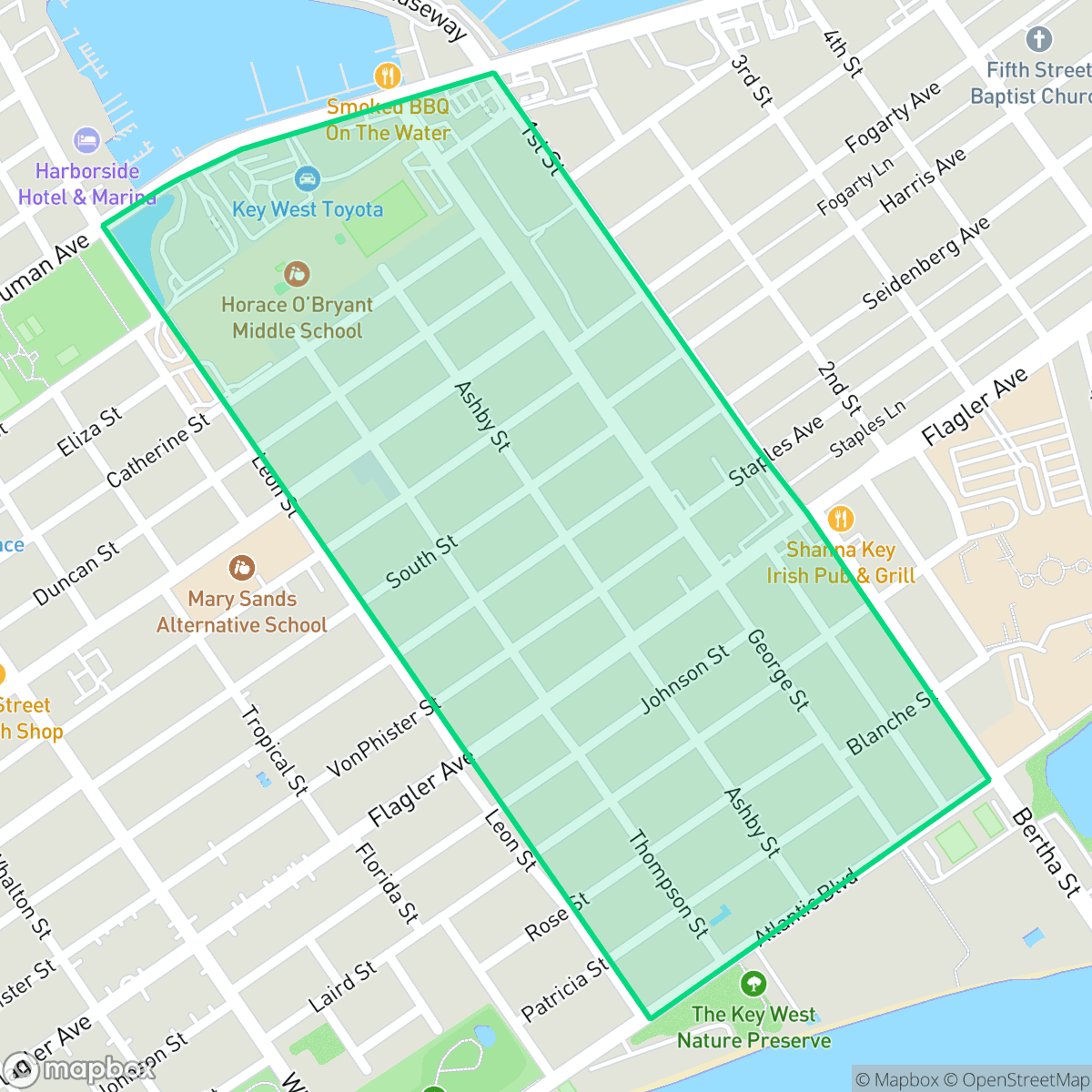 Map showing the location of Midtown, Key West, FL