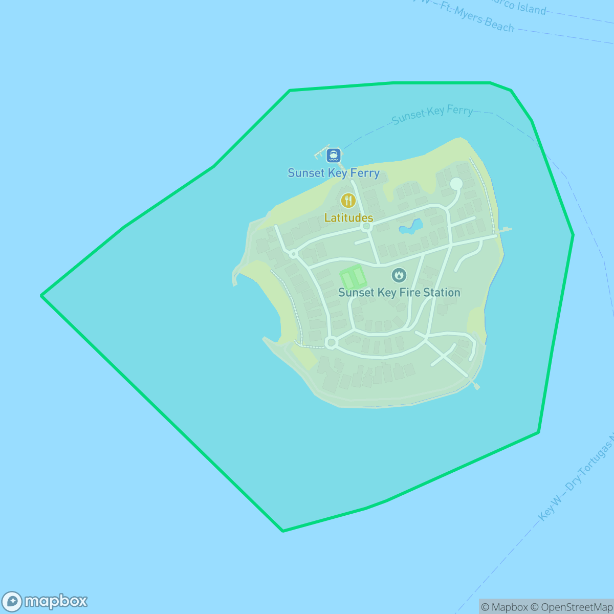 Map showing the location of Sunset Key, Key West, FL