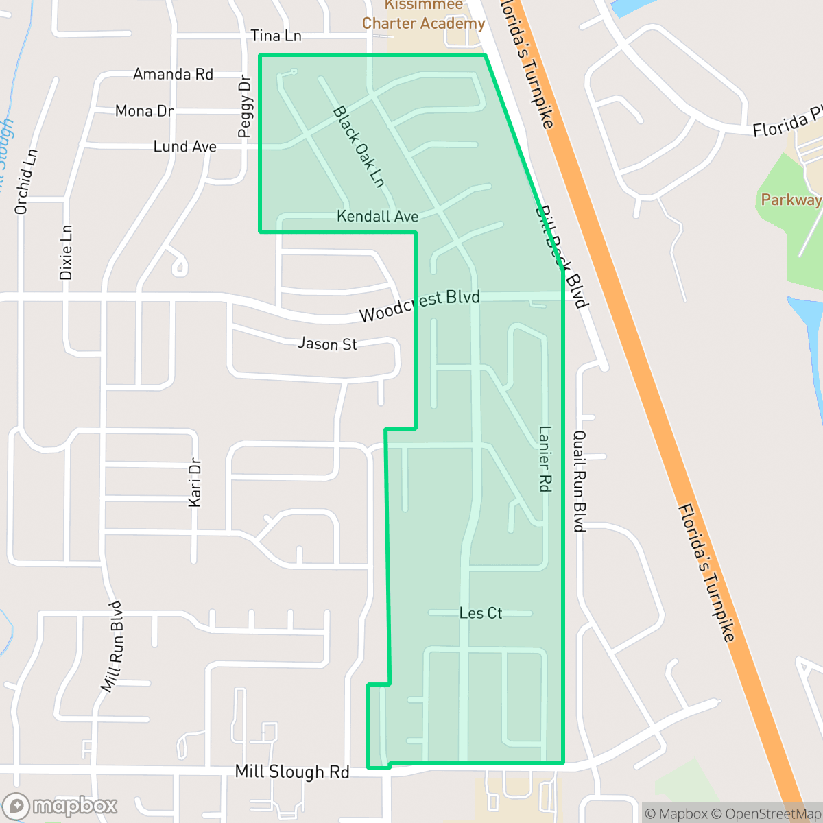 Map showing the location of Oak Run, Kissimmee, FL