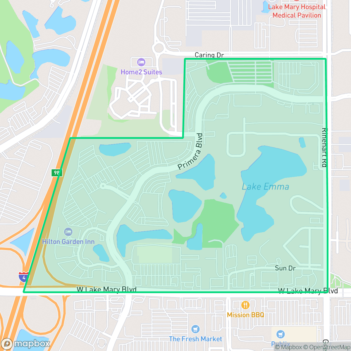 Map showing the location of Primera, Lake Mary, FL