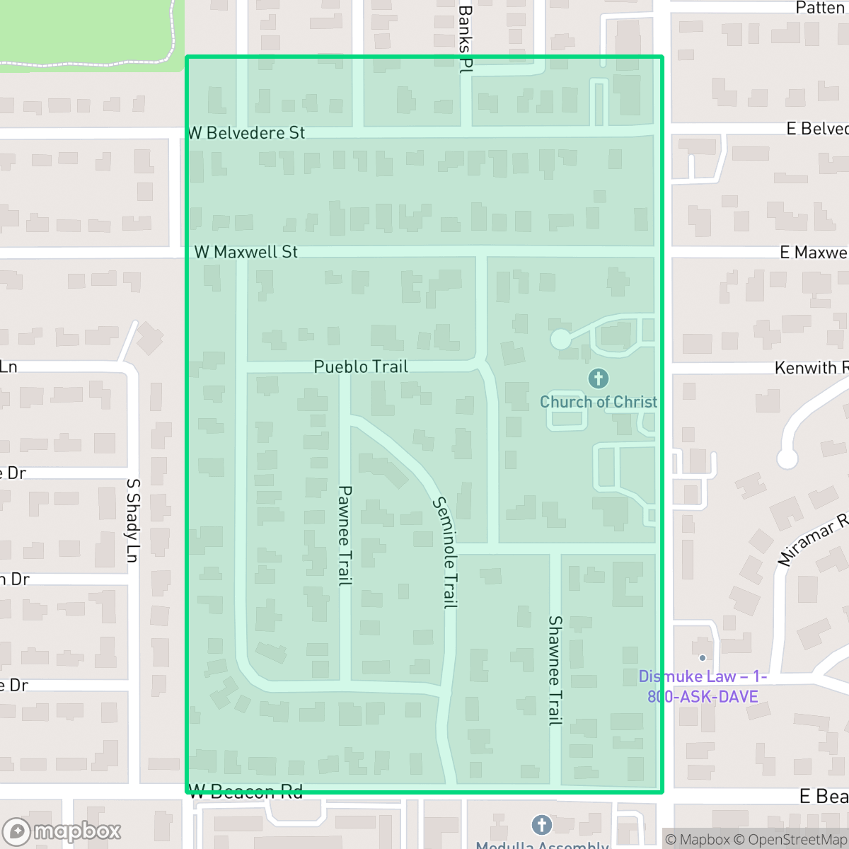Map showing the location of Beacon Hill, Lakeland, FL