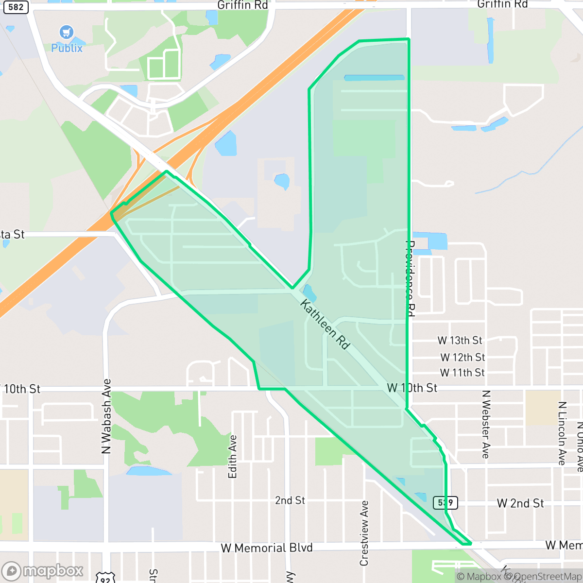 Map showing the location of Kathleen, Lakeland, FL