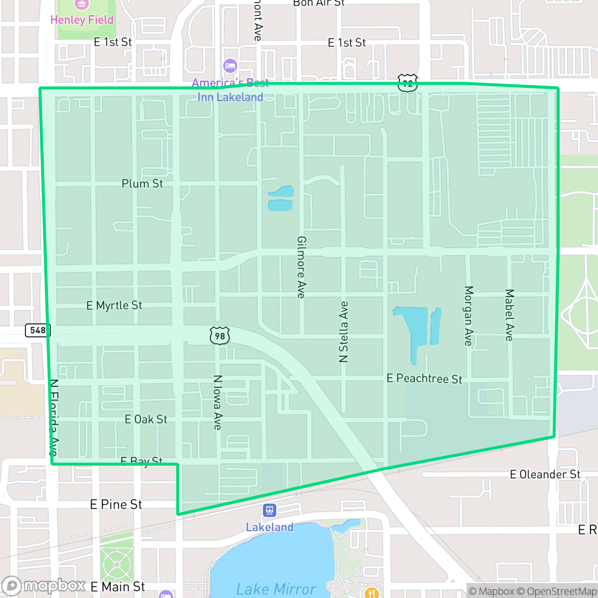 Map showing the location of Parker Street, Lakeland, FL