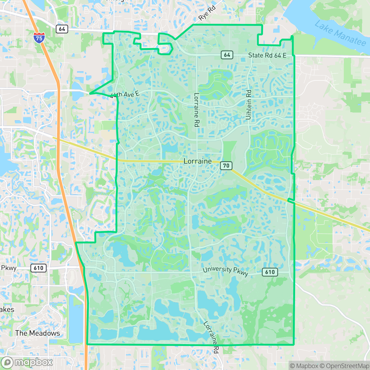 Map showing the location of Lakewood Ranch, FL — coverage area