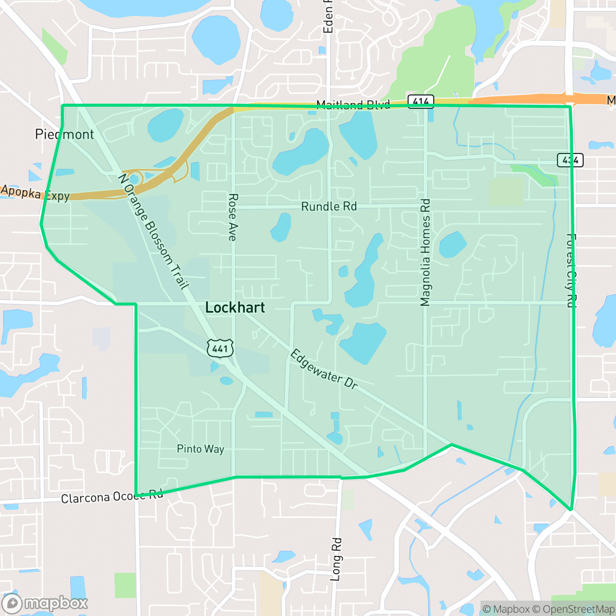 Map showing the location of Lockhart, FL — coverage area
