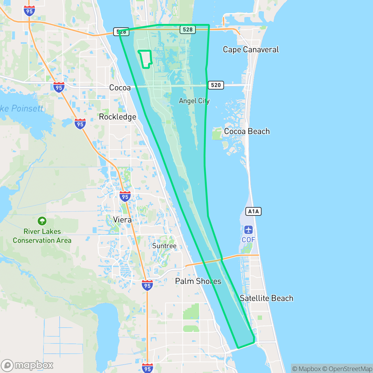 Map showing the location of Merritt Island, FL — coverage area