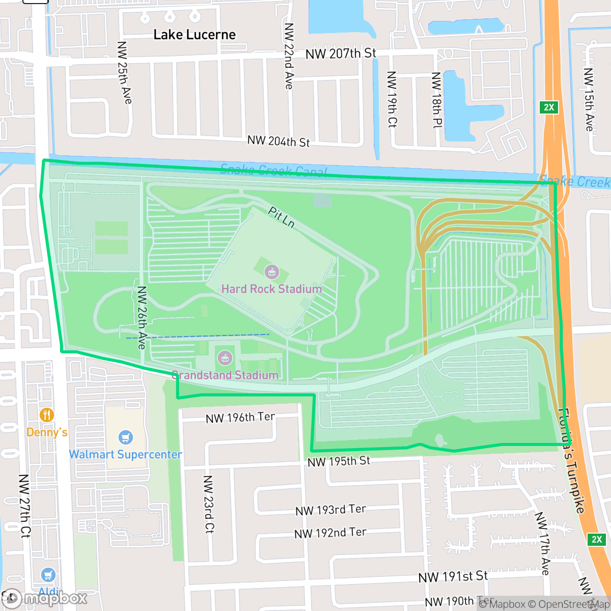 Map showing the location of Dolphin Stadium, Miami Gardens, FL