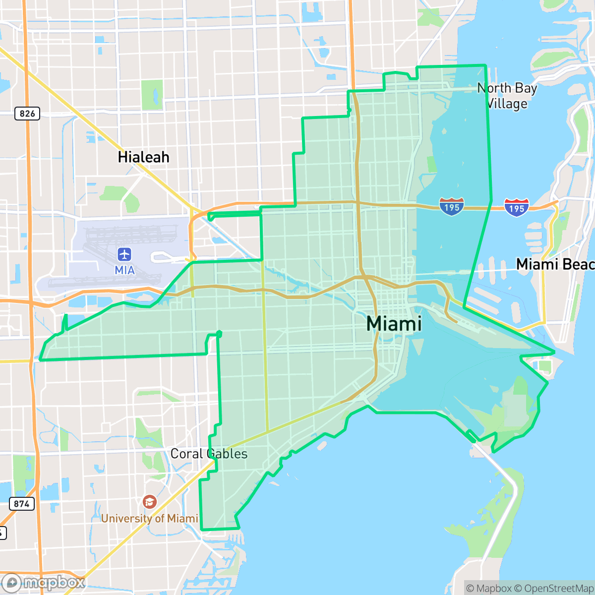 Map showing the location of Miami, FL — coverage area