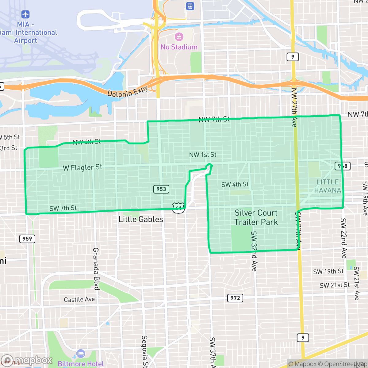 Map showing the location of Alameda - West Flagler, Miami, FL