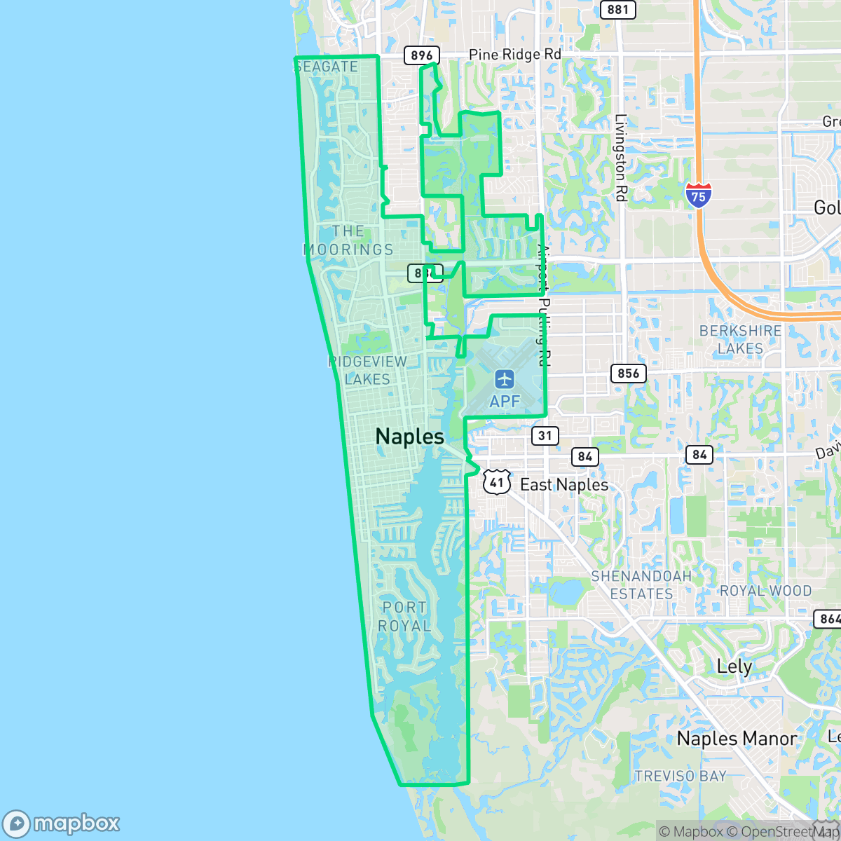 Map showing the location of Naples, FL — coverage area