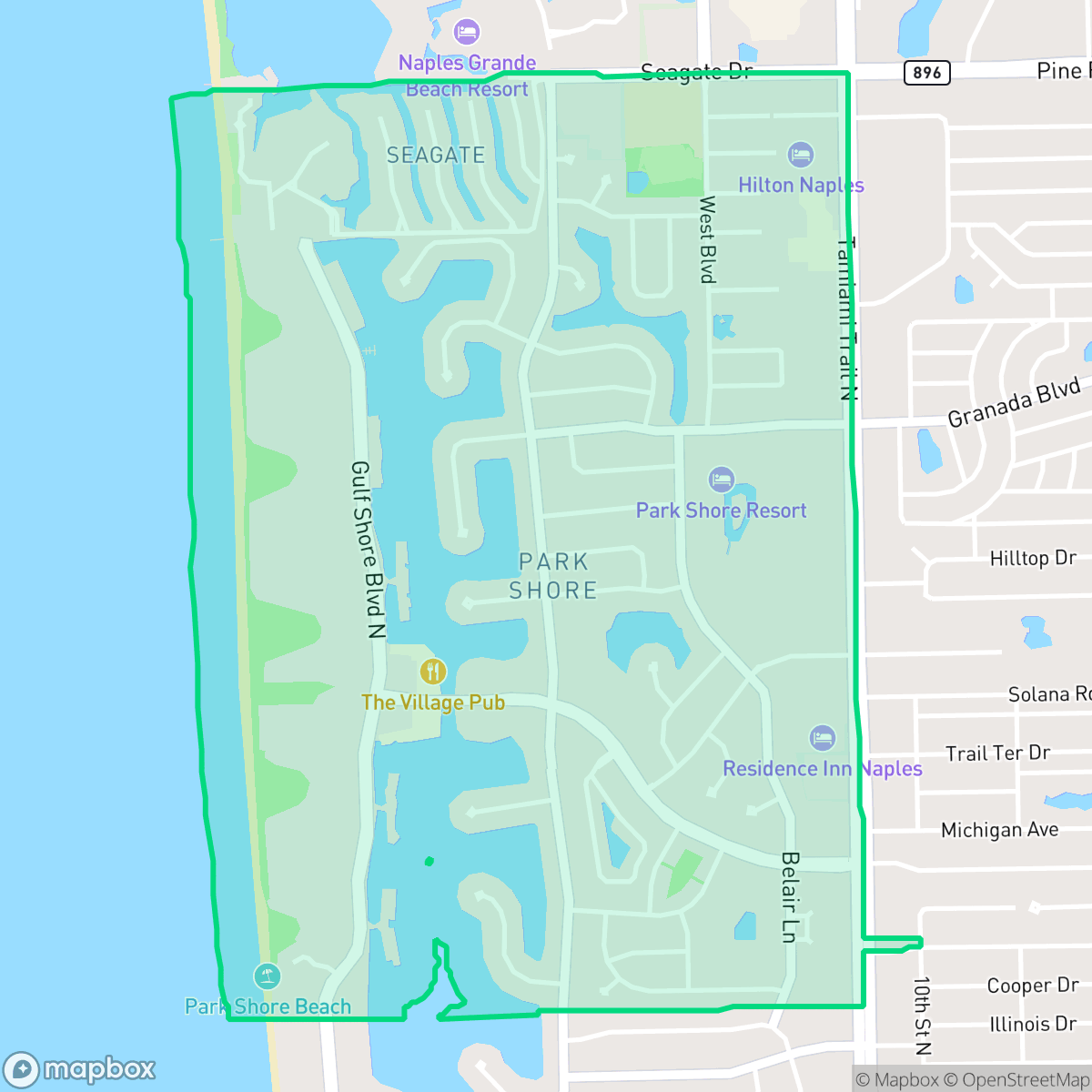 Map showing the location of Park Shore, Naples, FL