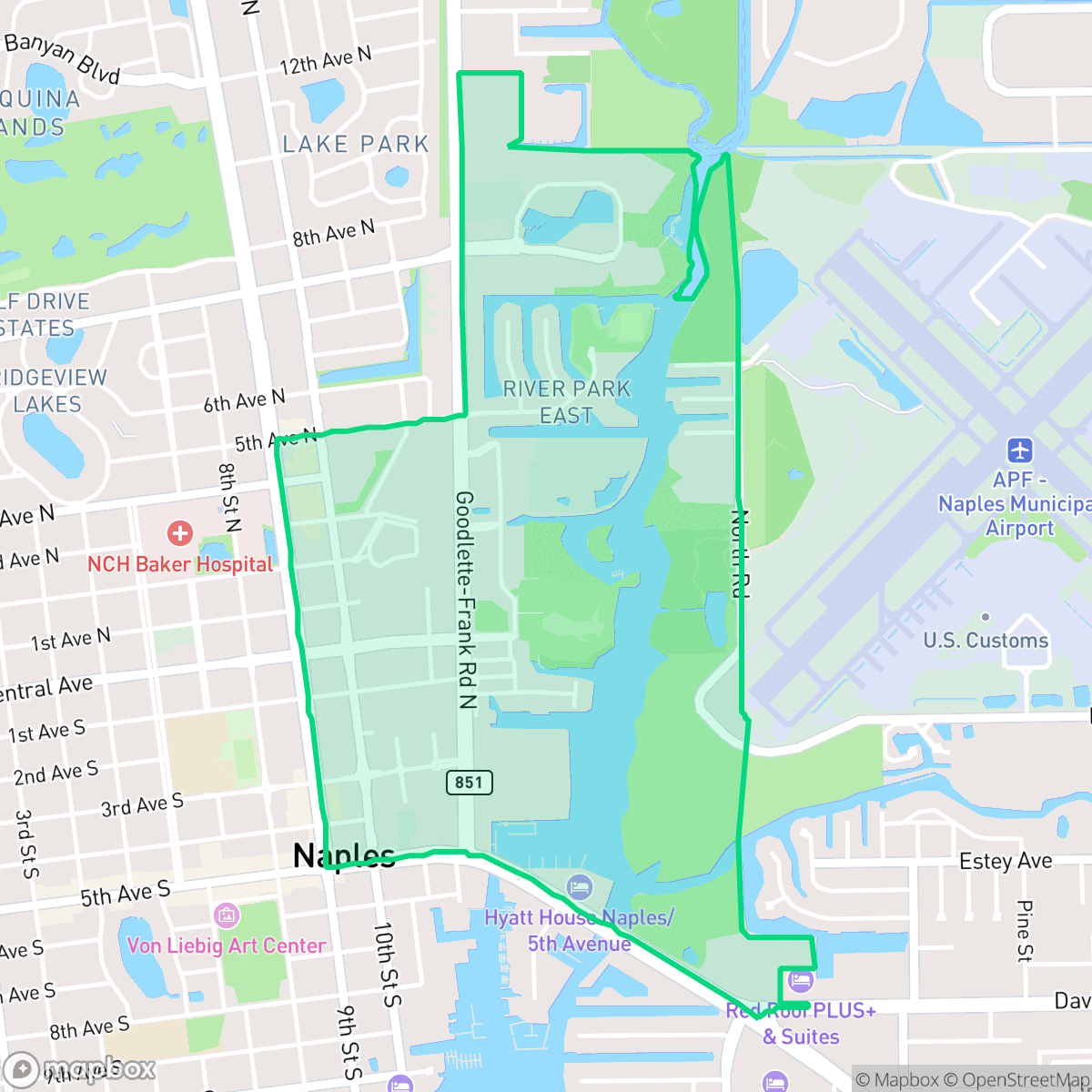 Map showing the location of Redevelopment Area, Naples, FL