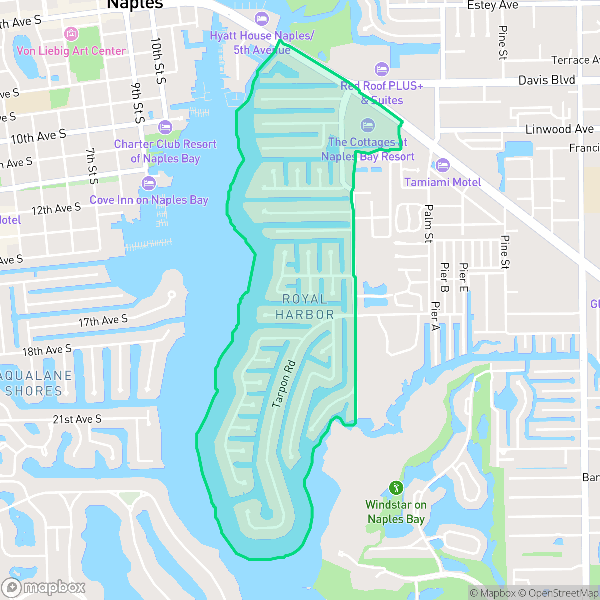 Map showing the location of Royal Harbor, Naples, FL
