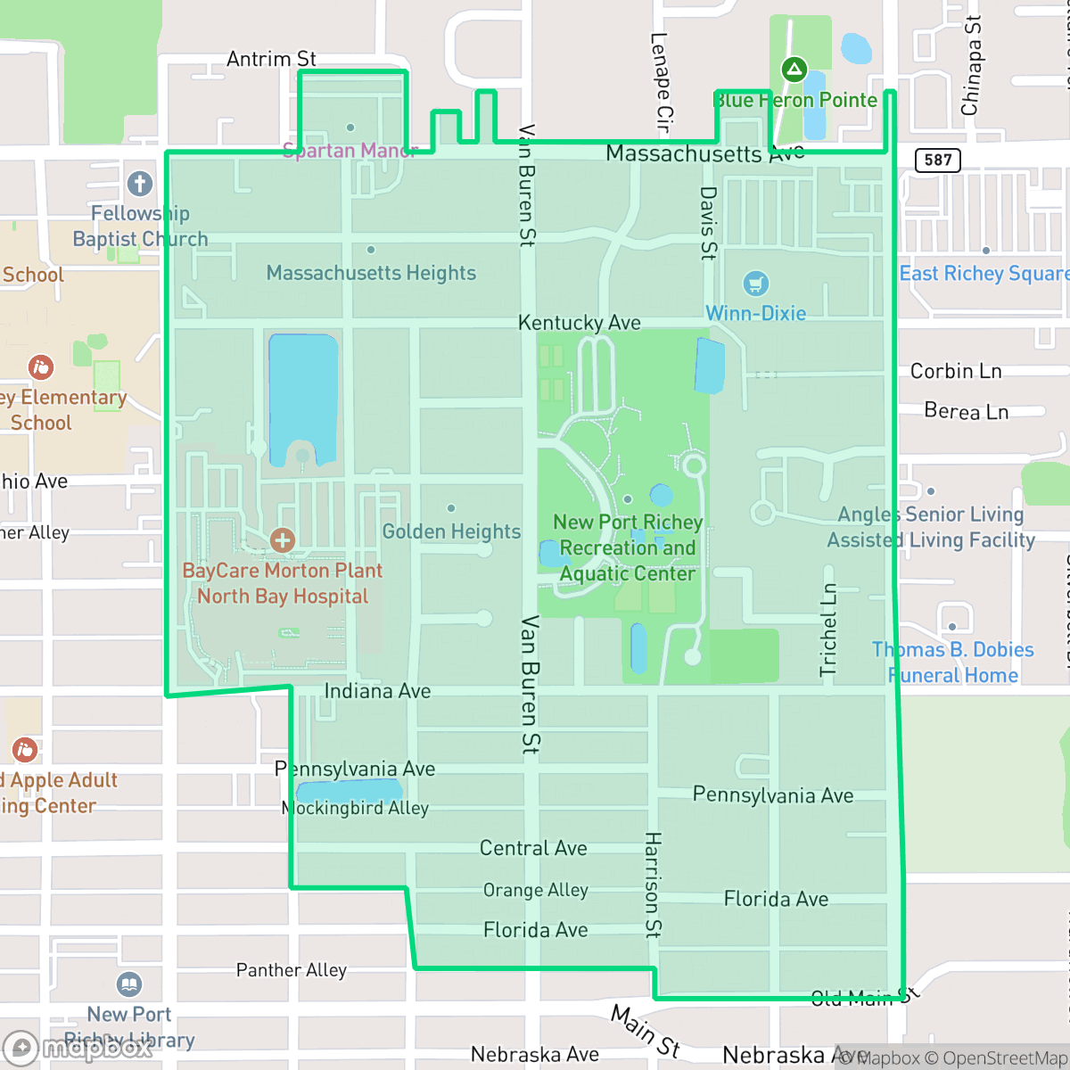 Map showing the location of North Park, New Port Richey, FL