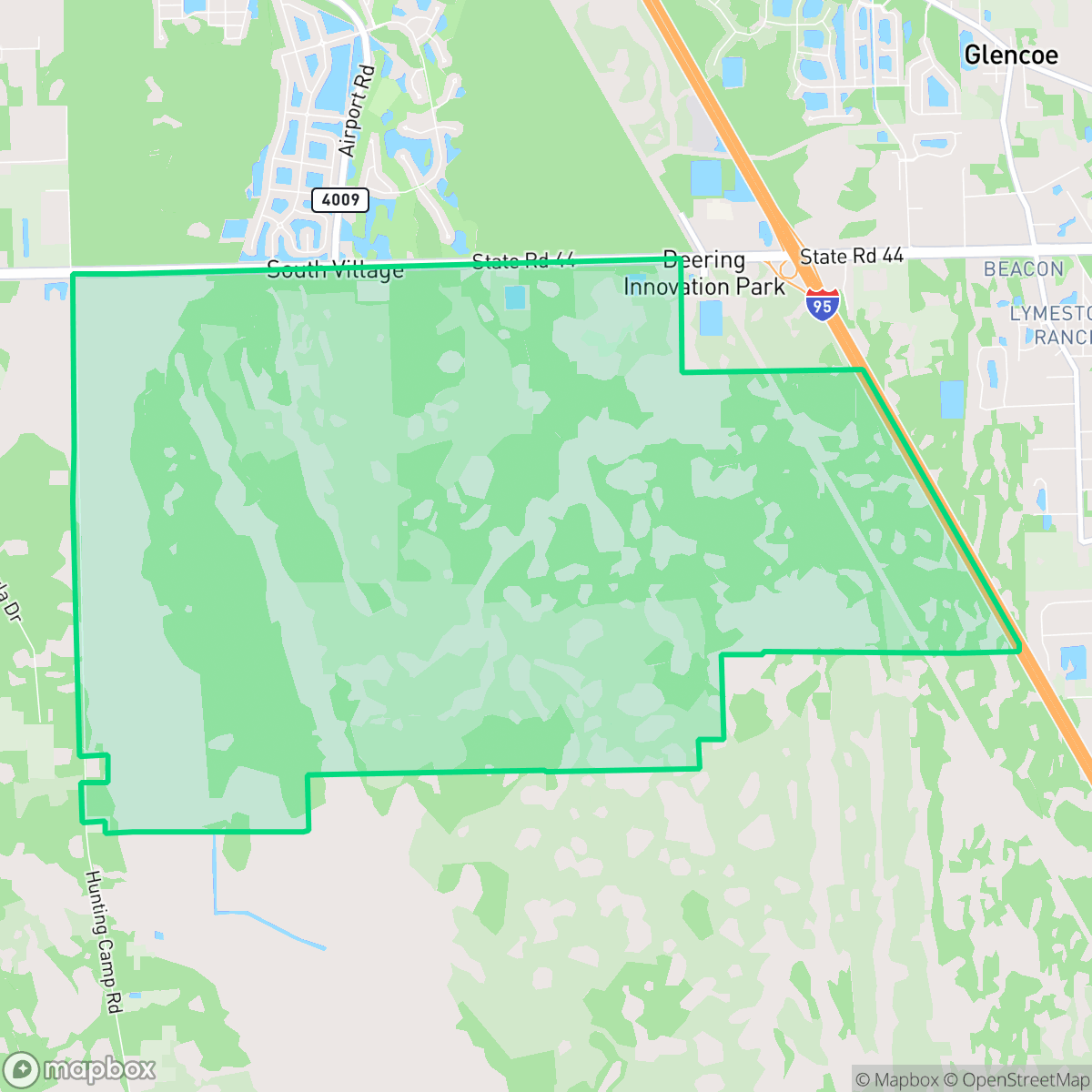 Map showing the location of South Village, New Smyrna Beach, FL