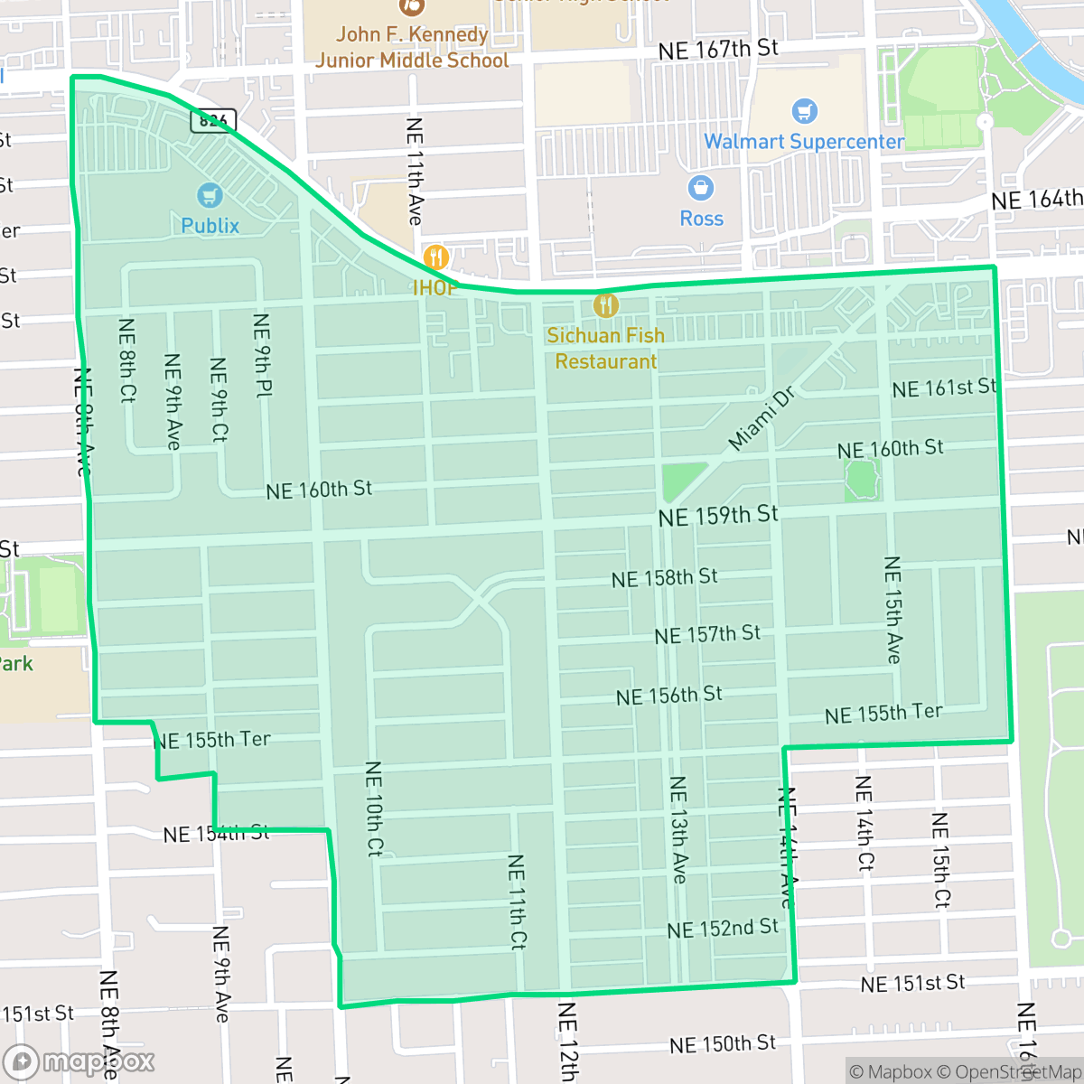Map showing the location of Oakgrove, North Miami Beach, FL