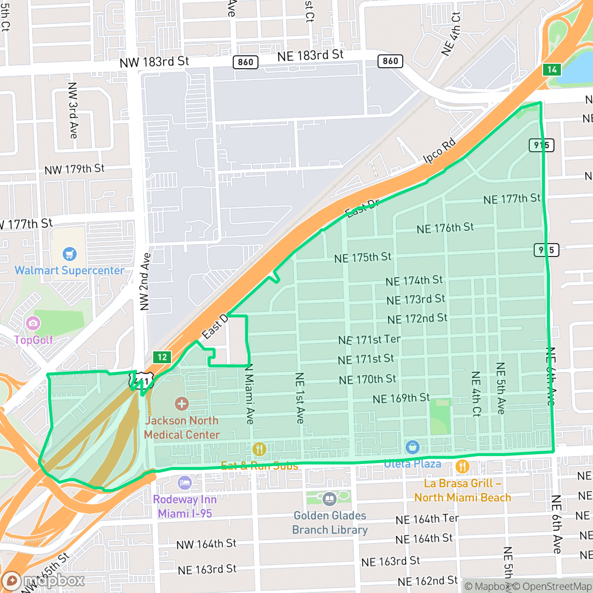 Map showing the location of Uleta, North Miami Beach, FL