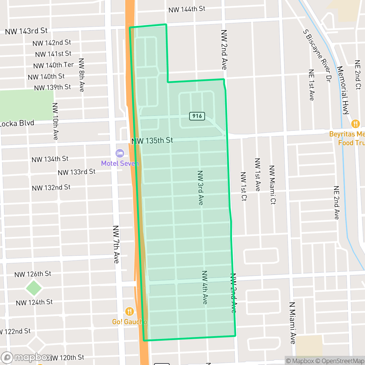Map showing the location of Alhambra Heights, North Miami, FL
