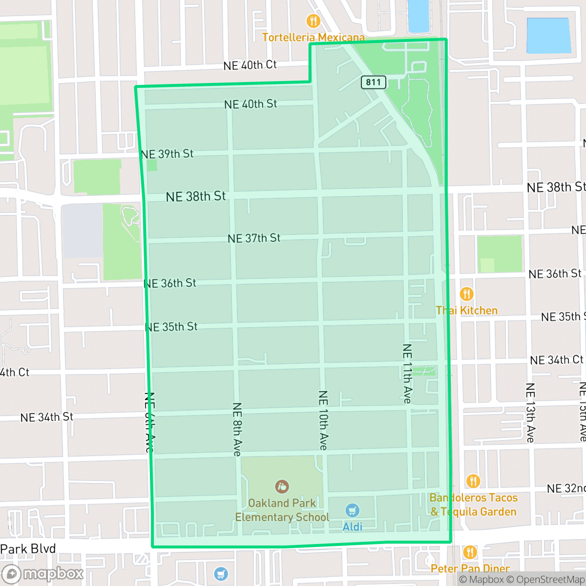 Map showing the location of Central Oakland Park, Oakland Park, FL