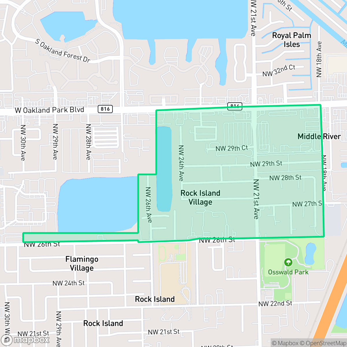 Map showing the location of East Lakeside, Oakland Park, FL