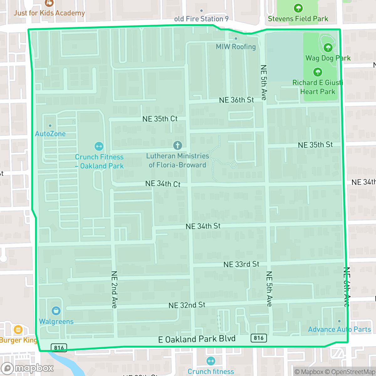 Map showing the location of Harlem McBride, Oakland Park, FL