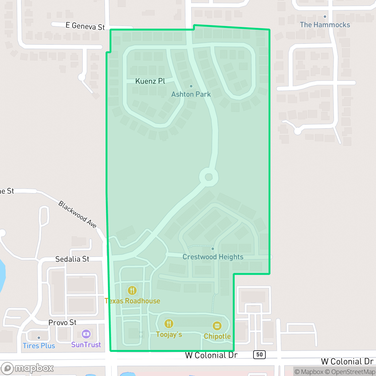 Map showing the location of Ocoee Commons, Ocoee, FL