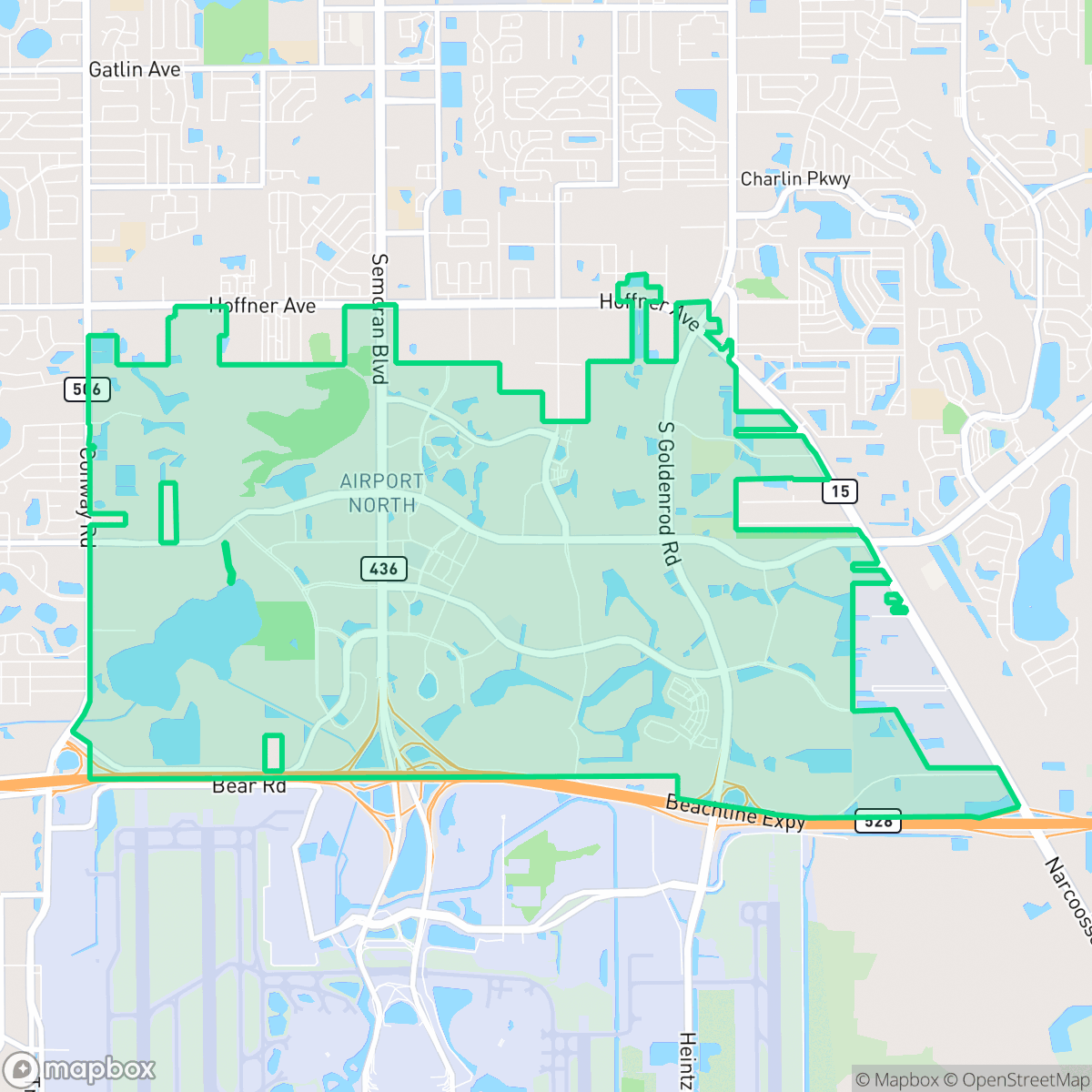Map showing the location of Airport North, Orlando, FL